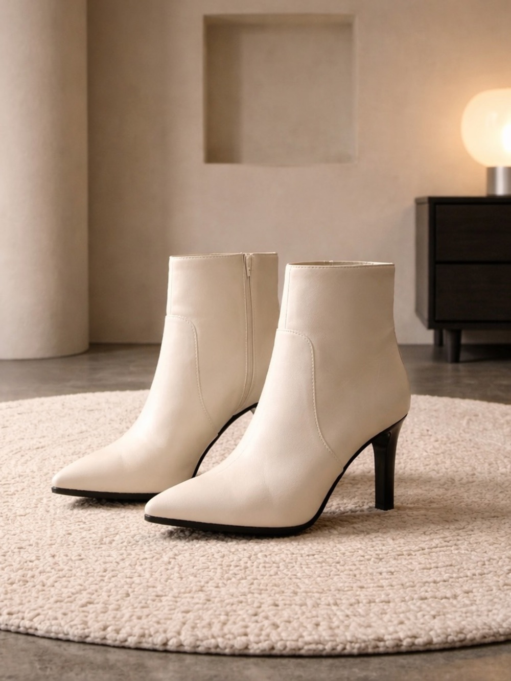 Alfani Cream Pointed-Toe Ankle Booties with 3”Heel Size 6